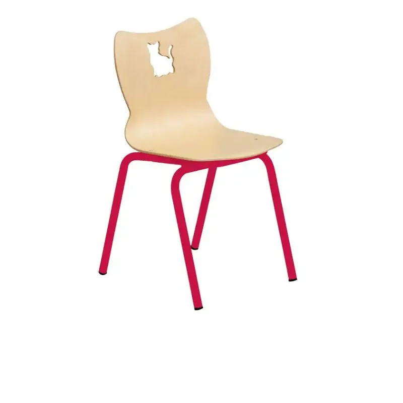 Chaise pour école maternelle à appui sur table piétement rouge