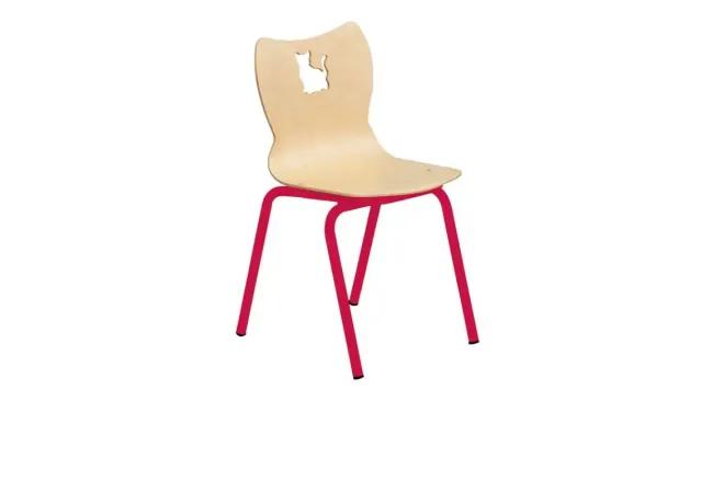 Chaise pour école maternelle à appui sur table piétement rouge