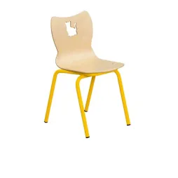 Chaise d'école maternelle motif chat piétement jaune