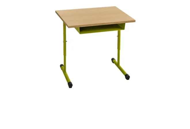 Bureau scolaire avec casier, réglable pour école maternelle, piétement vert anis