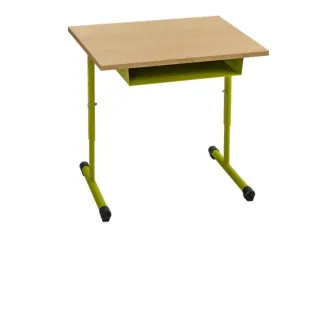 Bureau scolaire avec casier, réglable pour école maternelle, piétement vert anis