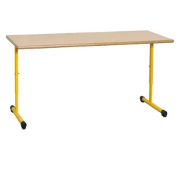 Bureau pour école maternelle réglable avec piétement jaune