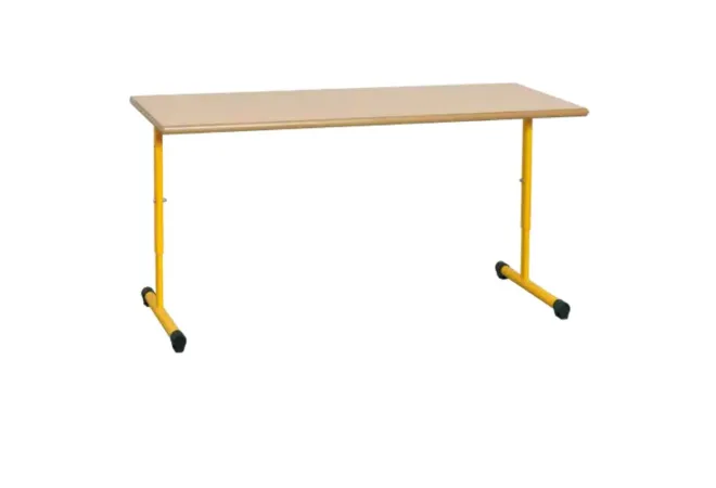 Bureau pour école maternelle réglable avec piétement jaune