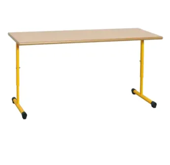 Bureau pour école maternelle réglable avec piétement jaune