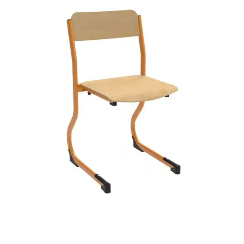 Chaise primaire en multiplis et piétement jaune