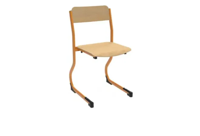 Chaise primaire en multiplis et piétement jaune