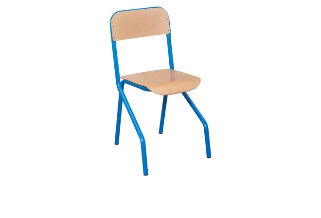 Chaise d'écolier à appui sur table piétement bleu
