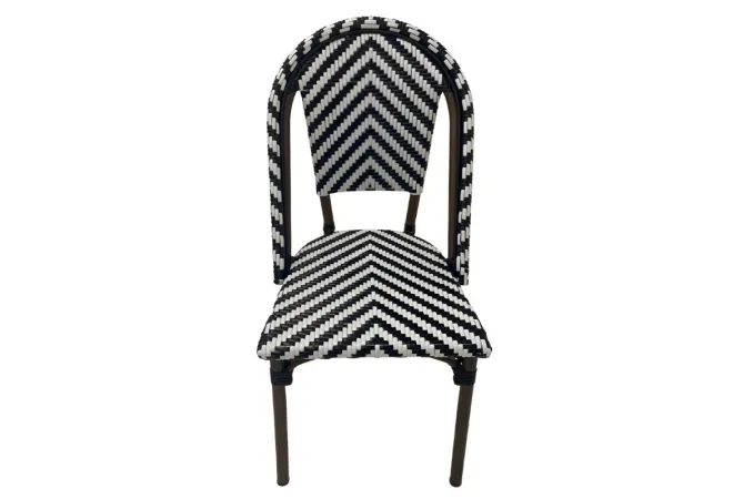 Chaise de terrasse professionnelle imitation bambou, chevrons noirs et blancs Chaise de terrasse professionnelle imitation bambou, chevrons noirs et blancs