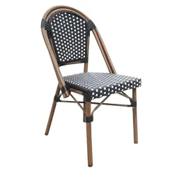 Chaise de café extérieure coloris noir et blanc Chaise de café extérieure coloris noir et blanc