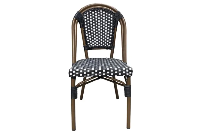 Chaise pour terrasse CHR imitation bambou noir et blanc Chaise pour terrasse CHR imitation bambou noir et blanc
