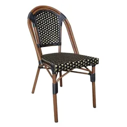 Chaise CHR empilable en aluminium imitation bambou noir et or Chaise CHR empilable en aluminium imitation bambou noir et or