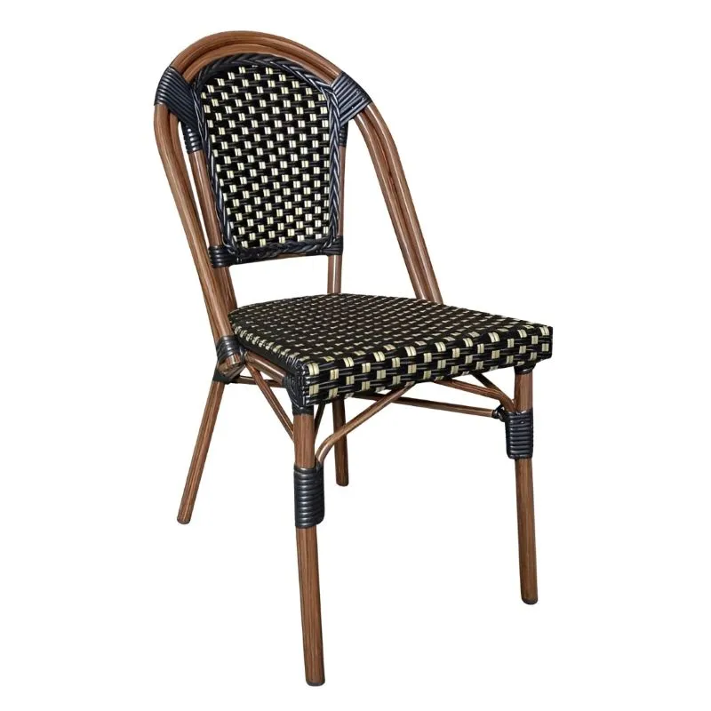 Chaise CHR empilable en aluminium imitation bambou noir et or Chaise CHR empilable en aluminium imitation bambou noir et or