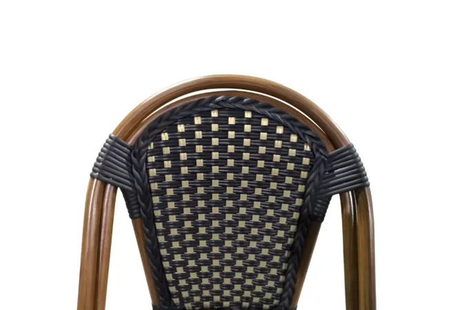 Chaise style bistro en rotin synthétique noir et or Chaise style bistro en rotin synthétique noir et or
