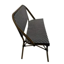 Banquette CHR extérieur empilable coloris noir et blanc Banquette CHR extérieur empilable coloris noir et blanc