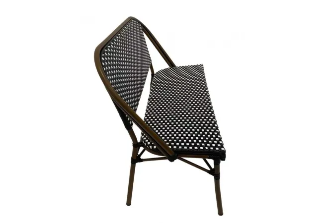 Banquette CHR extérieur empilable coloris noir et blanc Banquette CHR extérieur empilable coloris noir et blanc