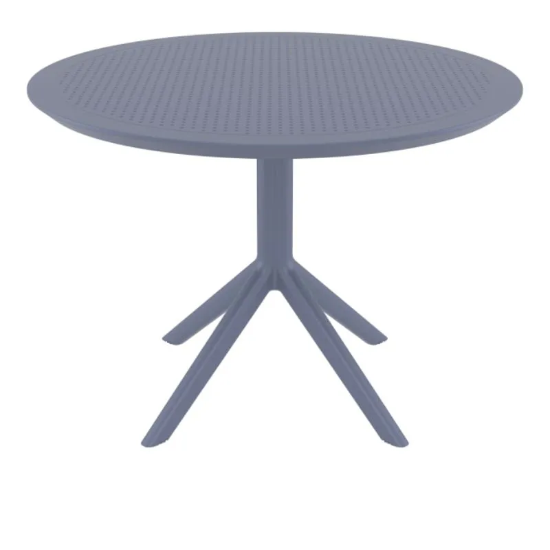 Table de terrasse ronde en résine gris foncé Table de terrasse ronde en résine gris foncé