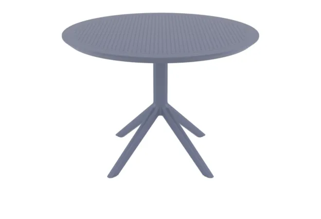 Table de terrasse ronde en résine gris foncé Table de terrasse ronde en résine gris foncé