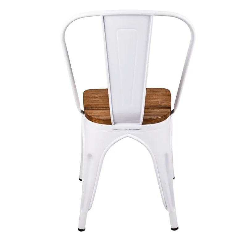 Chaise de café et restaurant métallique blanche/bois clair Chaise de café et restaurant métallique blanche/bois clair