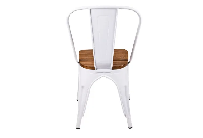 Chaise de café et restaurant métallique blanche/bois clair Chaise de café et restaurant métallique blanche/bois clair