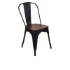 Chaise de restaurant industrielle assise bois chocolat et assise noire Chaise de restaurant industrielle assise bois chocolat et assise noire