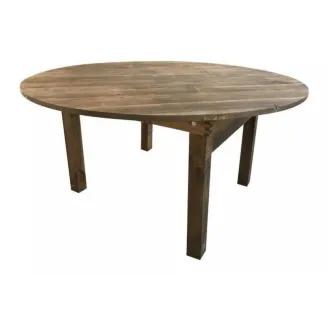 Table ronde pliante en bois de pin verni