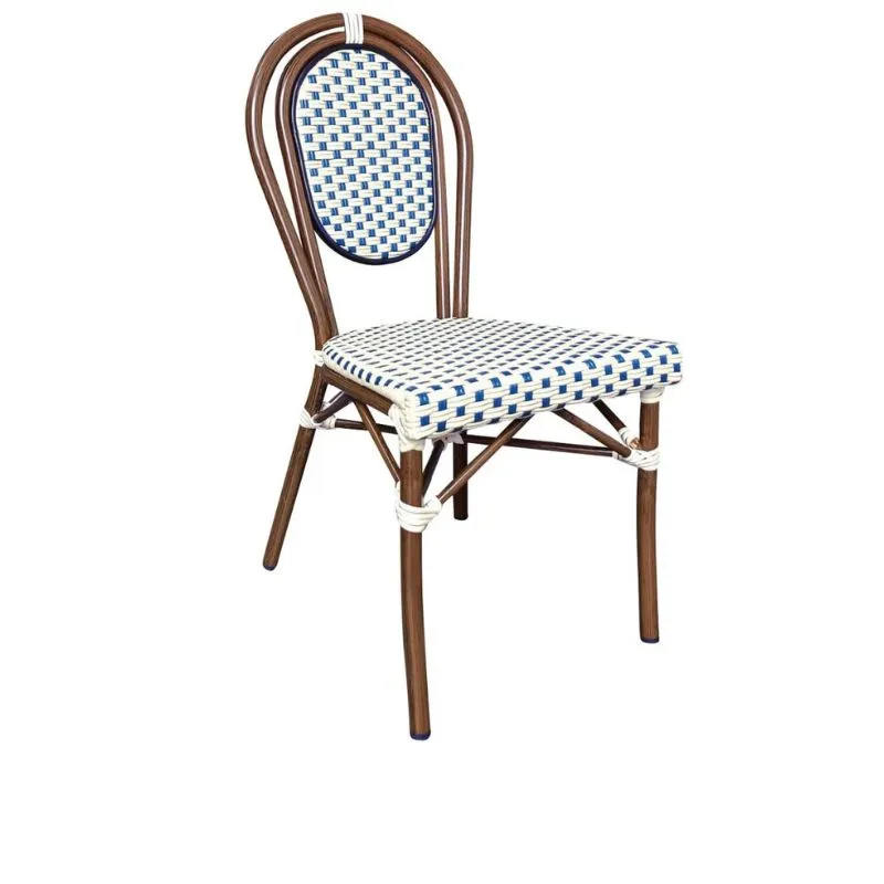 Chaise CHR extérieur empilable crème et bleu Chaise CHR extérieur empilable crème et bleu