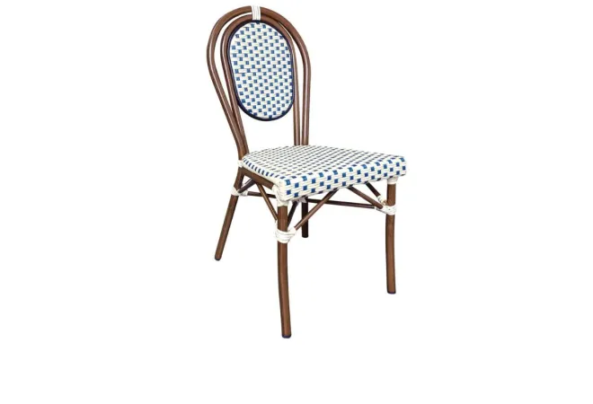 Chaise CHR extérieur empilable crème et bleu Chaise CHR extérieur empilable crème et bleu