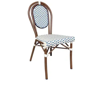 Chaise CHR extérieur empilable crème et bleu
