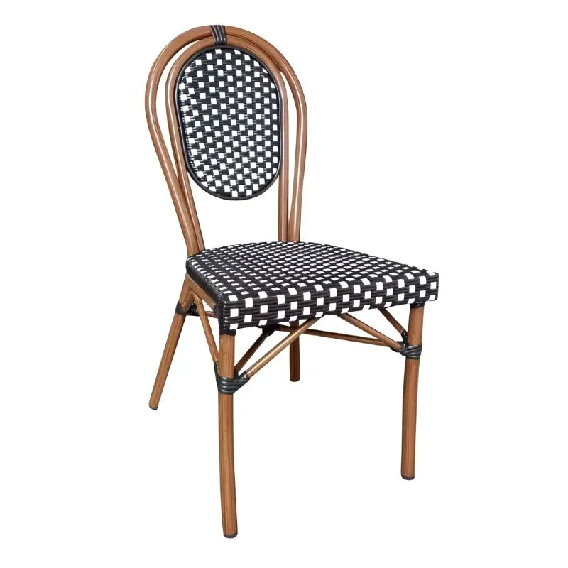 Chaises en alu effet bambou coloris noir et blanc Chaises en alu effet bambou coloris noir et blanc