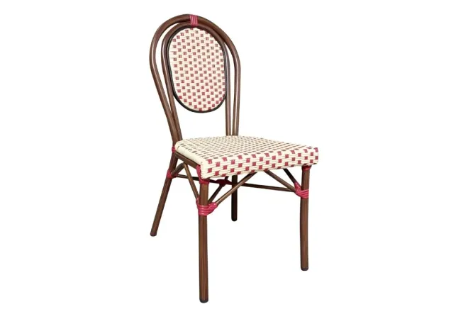 Chaise de café extérieur crème et rouge Chaise de café extérieur crème et rouge