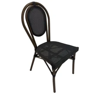 Chaise de jardin café aluminium effet bambou