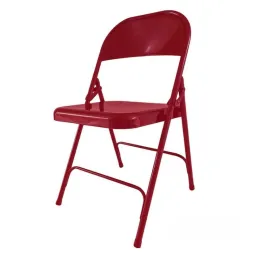Chaise pliante en métal bordeaux