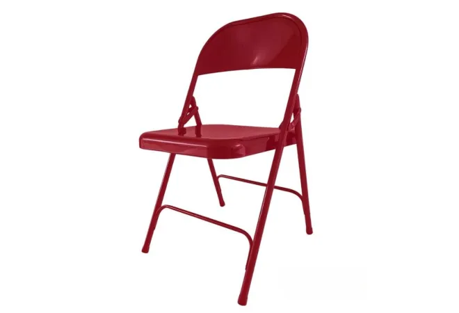 Chaise pliante en métal bordeaux
