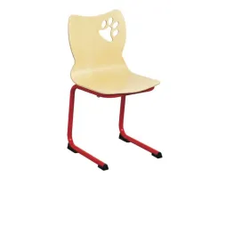 Chaise écolier coque et appui sur table structure rouge