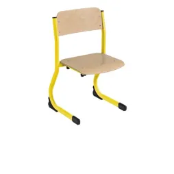 Chaise à appui sur table pour école maternelle piétement jaune Chaise à appui sur table pour école maternelle piétement jaune