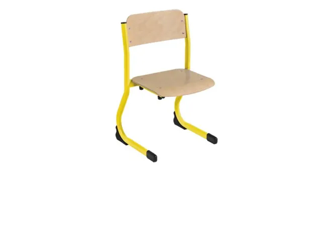 Chaise à appui sur table pour école maternelle piétement jaune Chaise à appui sur table pour école maternelle piétement jaune