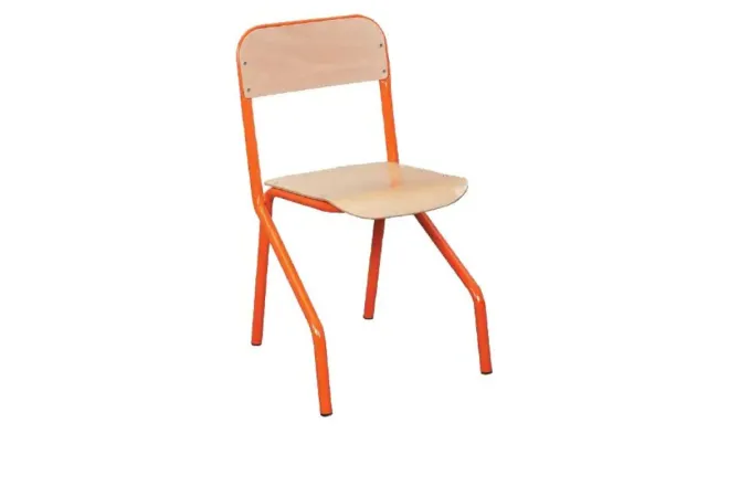 Chaise scolaire pour écoles maternelles, empilable, structure orange