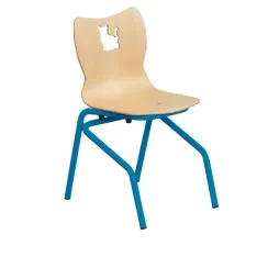 Chaise coque pour école maternelle piétement bleu