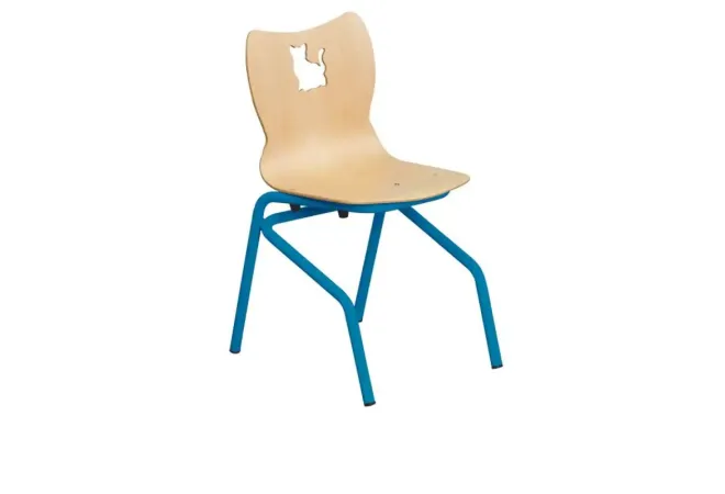 Chaise coque pour école maternelle piétement bleu
