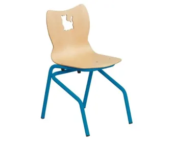 Chaise coque pour école maternelle piétement bleu