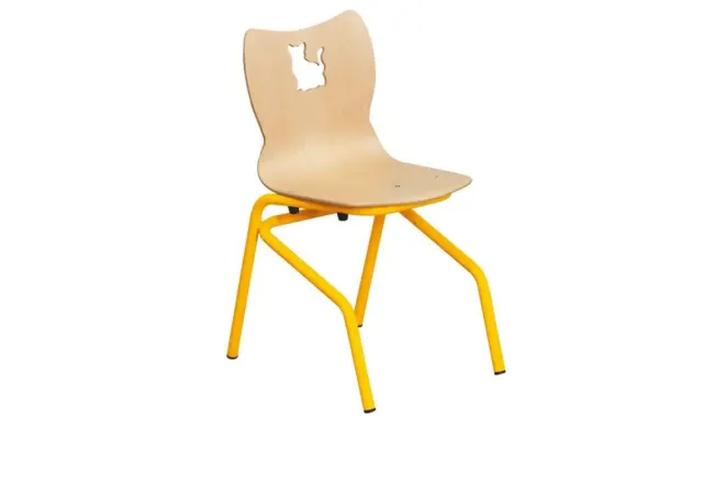 Chaise d'école maternelle à appui sur table structure jaune