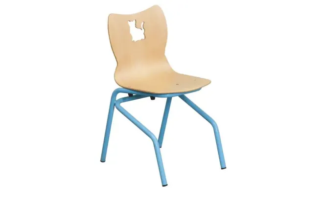 Chaise écolier de maternelle coque multipli et structure bleue claire
