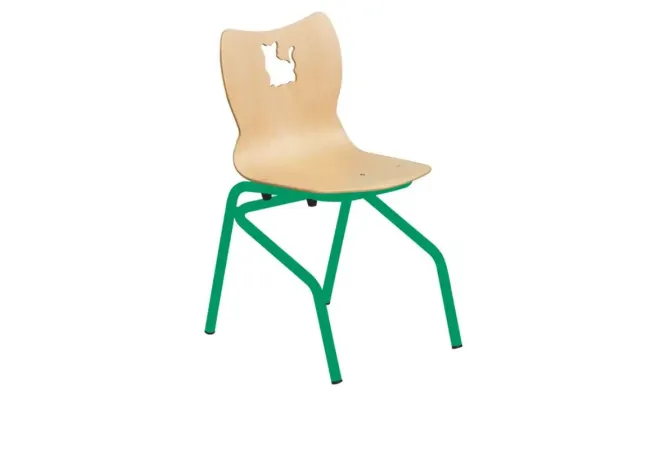 Chaise scolaire maternelle empilable avec piétement vert