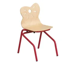 Chaise pour écoles maternelles coque multipis et structure acier rouge