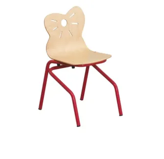 Chaise pour écoles maternelles coque multipis et structure acier rouge