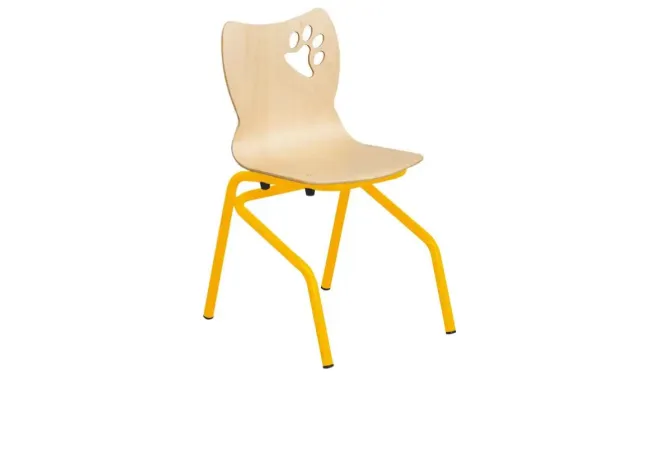 Chaise scolaire pour maternelle coque multiplis et piétement jaune