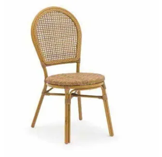 Chaise terrasse restaurant en rotin et aluminium