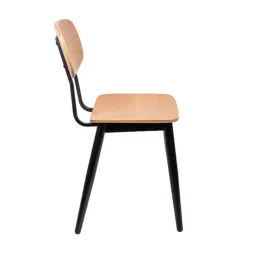 Chaise CHR intérieure acier noir et plaquage bois