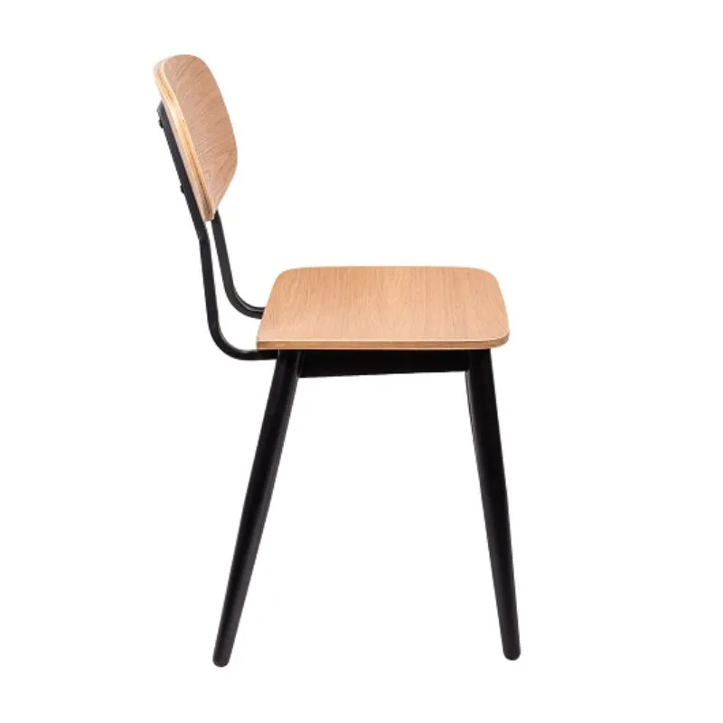 Chaise CHR intérieure acier noir et plaquage bois