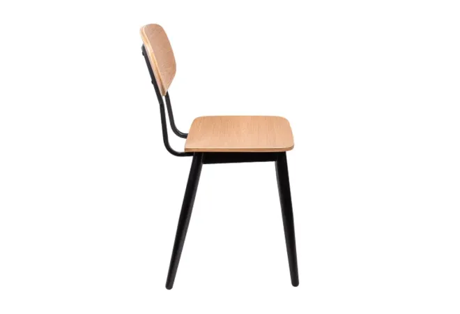 Chaise CHR intérieure acier noir et plaquage bois